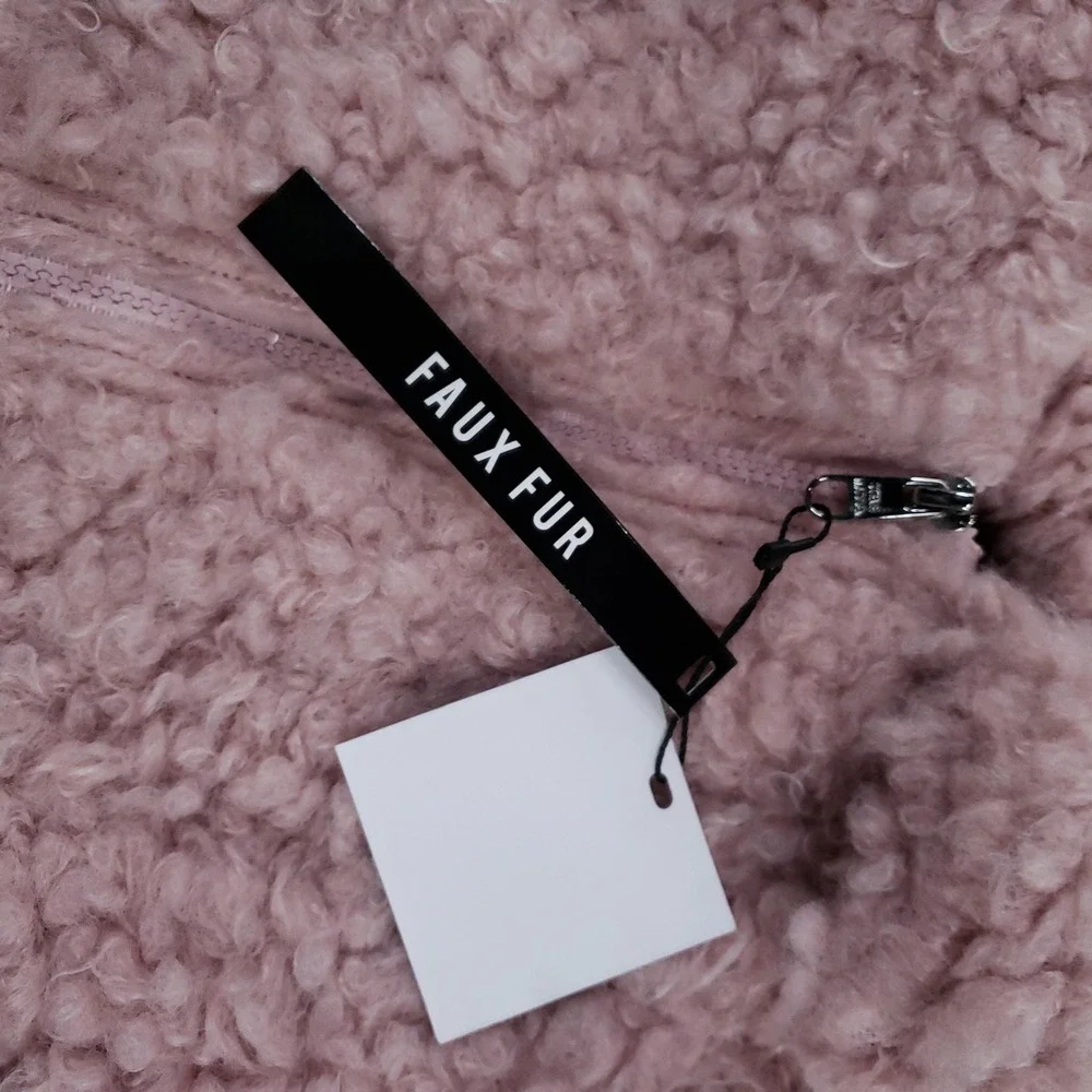 Steve Madden Jacket Girls Large‎ 14/16 Rose Tan Faux Fur Sherpa Zip Coat Warm
